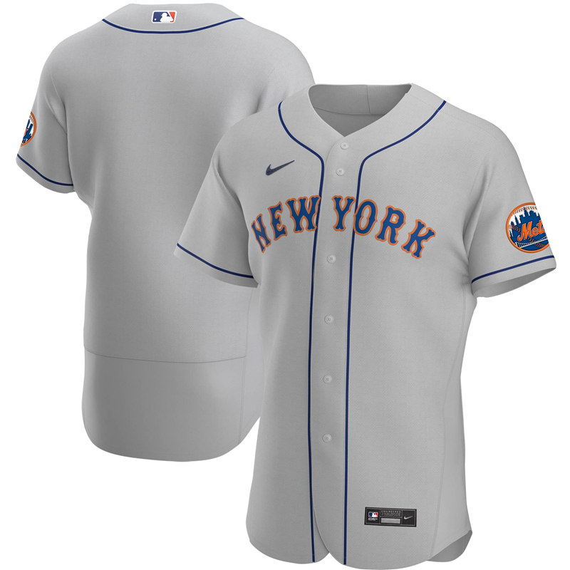 2020 MLB Men New York Mets Nike Gray Road 2020 Authentic Official Team Jersey 1